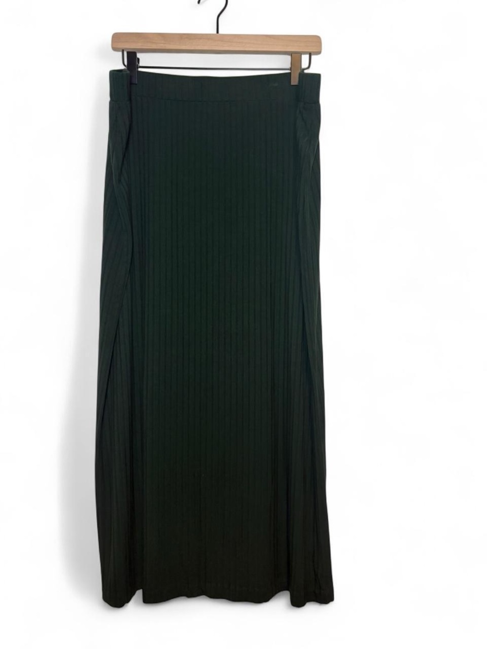 Daily Ritual Dark Green Ribbed Midi Skirt